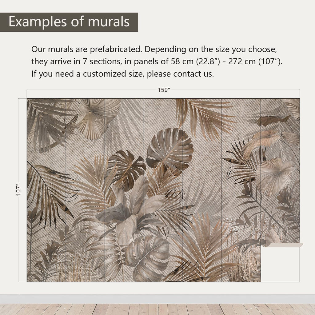 AFZEVEB-Jungle Wallpaper Vintage Tropical Plants Wall murals for Bedroom 159"x107" (Not Peel and Stick)