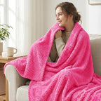 Exclusivo Mezcla Soft Waffle Fleece Bed Blanket Twin XL Size, Hot Pink | - Image 2