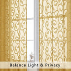 Furman Semi Sheer Curtains 72 Inch Length 2 Panels Set, Jacquard Pattern Rod - Image 3
