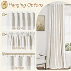 Beige White 100% Blackout Linen Curtains 72 Inch Length 2 Panels Set - Image 6