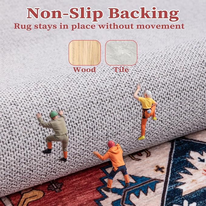 SERISSA 5ft Washable Non Slip Round Round Boho Area Rug - Image 5