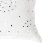 Eyes of India Embroidered Decorative Boho Throw Pillow Cover with Mirrors, Handmade Bohemian Accent Cushion Case for Sofa Couch Bedroom Living Room (White, 24" x 24")