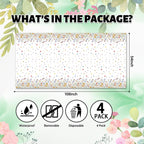Floral Tablecloth 4 Packs 54x108 Inch - Butterfly Spring Wildflower Plastic Table Cover for Wedding Decorations Easter, Baby in Bloom Showers & Mother's Day Tea Parties Disposable Rectangle Tablecloth