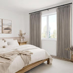 96 Inches Long Pinch Pleated Semi Sheer Curtains, Burlywood Linen Blended Light - Image 2