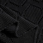 Longhui bedding Chunky Cotton Knit Throw Blanket for Couch, Sofa, Bed, or Chair, Decorative Breathable Fall Cable Knit Blanket 51 x 63 Inches, Medium Weight Black