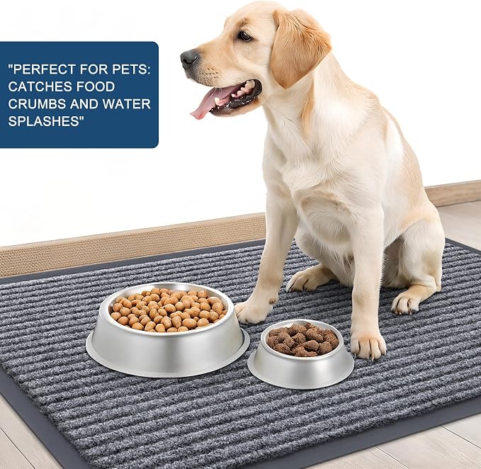 OLANLY 2-Pack Front Door Mats 47x32, Waterproof Heavy-Duty Doormats | Light Gray - Image 6