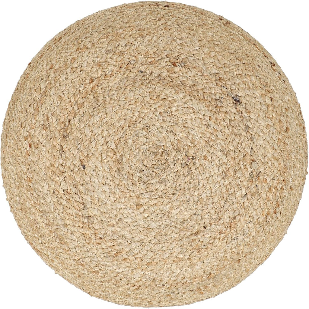 REDEARTH · Jute Circular Pouf Ottoman - Braided Pouffe Accent Sitting Round Footrest for Living Room, Bedroom, Nursery, kidsroom, Patio, Gym; 100% Jute Set of 2 (19.5"x19.5"x14"; Jute Natural)