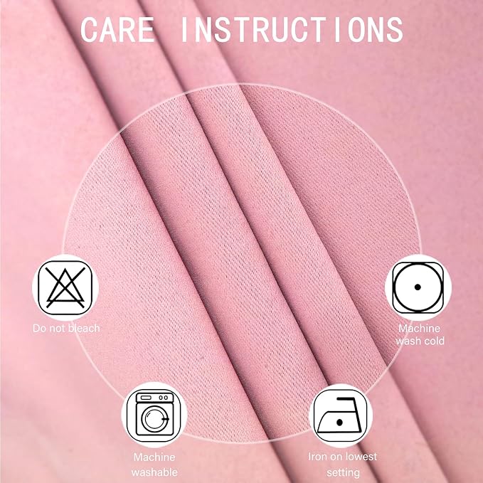 Pink Blackout Curtains 34 x 54 Inch Length/Set of 2 Curtain Panels/Thermal - Image 4