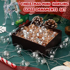 Tioncy 32 Pcs 1 Inch Mini Glass Christmas Ornaments Balls Shiny Christmas Balls Tiny Tree Hanging Decoration Small Colorful Ball Pendant for Xmas Party Supplies(Transparent)
