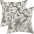 CXMEIFLY Spring Floral Birds Pillow Covers 16 x 16 Inch Set of 2 for Chinoiserie Flowers Decor Throw Pillows Black and White Plant Outdoor Decorative Cushion Cases for Couch Bed Decorations