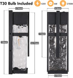 Hammered Glass Outdoor Wall Lantern, Dusk to Dawn Wall Sconce Lighting, 2 Pack Outdoor Light Fixtures, Exterior Porch Light with Waterproof, Modern Wall Lamp for Garage, Doorway, Patio(Bulb Included)
