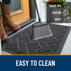OLANLY Front Door Mat Outside 59x34, All-Season Absorbent Rubber Doormat | Grey - Image 6