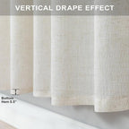 Natural Linen Curtains for Small Windows 38 Inch Wide 2 Panels Set Back Tab - Image 6