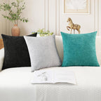 CaliTime Throw Pillow Covers Decorative 18 X 18 Inches Pack of 4 Cozy Chenille Cushion Cases for Couch Sofa Bed Living Room Home Moonbeam Gray