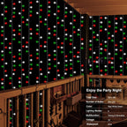 echosari Red White and Green Christmas Curtain Lights Battery Operated, 300 LED Fairy Curtain Lights 9.8Ft x 9.8Ft Hanging Lights with Remote Timer for Party Holiday Garden Yard Decor