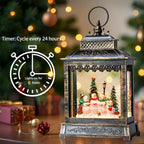 Christmas Snow Globes Lantern Christmas Snow Globe with Music Snowman Poetry,6H Timer,USB Lined/Battery Operated Lighted Lantern for Christmas Festival Decoration Gifts