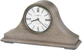Howard Miller Lakeside Mantel Clock, Triangular Burl Overlays Gray Finish Sturdy Wooden Material, Vintage Analog Dial Roman Numerals with Black Bar Style Idle Timepiece for Office & Home Decor