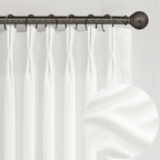 Custom Pure White Semi Sheer Linen Floor to Ceiling 105 Inch Curtains by PleatedDrapes