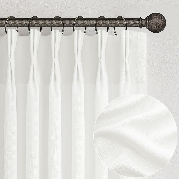 Pinch Pleated Solid White Sheer Curtains 96 Inches Long by PleatedDrapes