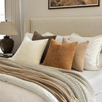 MIULEE Soft Decorative Chenille Fall Pillow Covers Brown 18x18 Pack of 4 | - Image 4