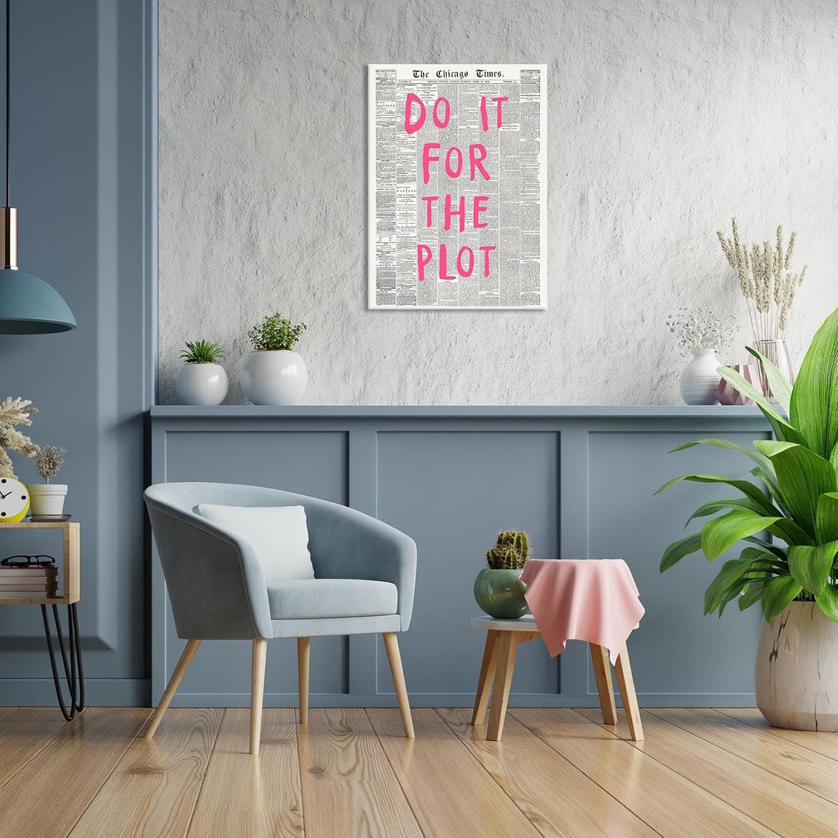 Liyark Retro Black And White Chicago Newspaper Poster Pink Trendy Preppy Apartment Art Motivational Affirmation Do It For The Plot Prints For Home Bedroom Living Room Wall Decor 24x36in Framed