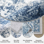 2.6x8 Washable Runner Rug：Modern Abstract Kitchen Soft Carpet Blue | - Image 6