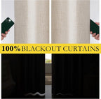 NICETOWN Oatmeal Thick Linen Blend 100% Blackout Curtains 63" Long 2 Panels Set - Image 3
