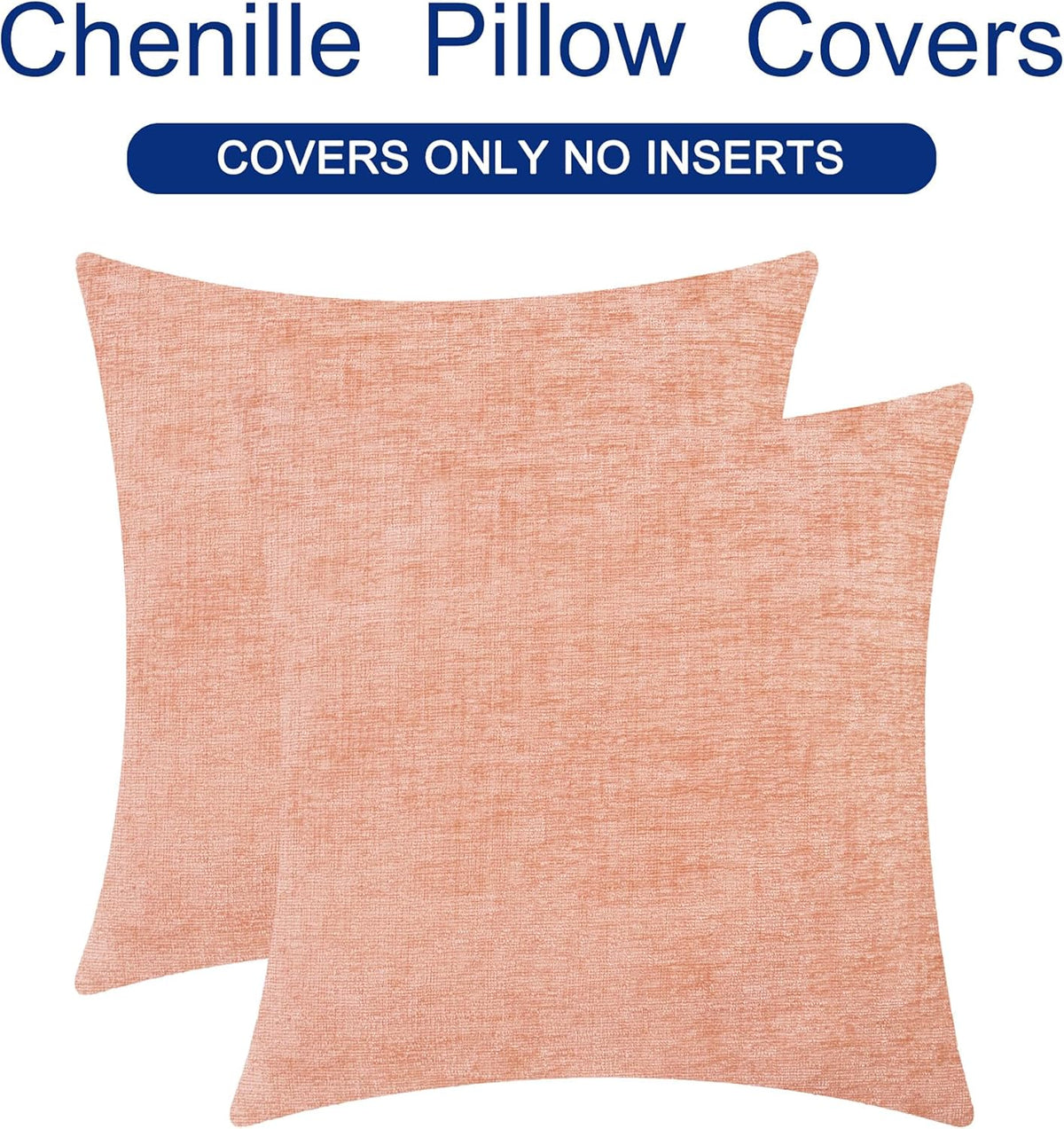 CaliTime Throw Pillow Covers Decorative 20 X 20 Inches Pack of 2 Cozy Chenille Cushion Cases for Couch Sofa Bed Living Room Home Dusty Pink
