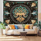 Tree of Life Tapestry - Natural Hippie Wall Hanging, UV Resistant, Machine Washable, Lightweight, Psychedelic Witchcraft Bedroom Decor for Bedroom, Living Room, Yoga Room - 39.37x29.92 Inch