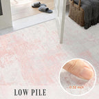 2.6x8 Washable Runner Rug：Modern Abstract Soft Carpet Pink White | - Image 7