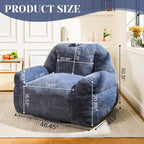 Giant Bean Bag Chair, Faux Fur Bean Bag Chair for Adults, Fluffy and Comfy Bean Bags with Filler, Big Bean Bag Sofa Chair for Reading, Gaming, Stuffed High-Density Foam, Grey
