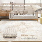 Area Rug 9x12 Washable Rug, Vintage Boho Medallion Rugs Non-Slip Soft Low Pile - Image 7