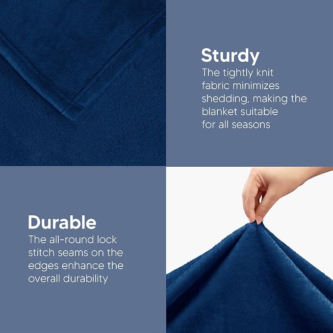Utopia Bedding Ultra Soft Fleece Bed Blanket Queen Size Navy | Microfiber Plush - Image 4