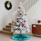 Eternal Beauty Christmas Tree Skirt, 50 Inch Teal Sequin Tree Skirt Small Xmas Tree Skirt for Christmas Tree Decorations