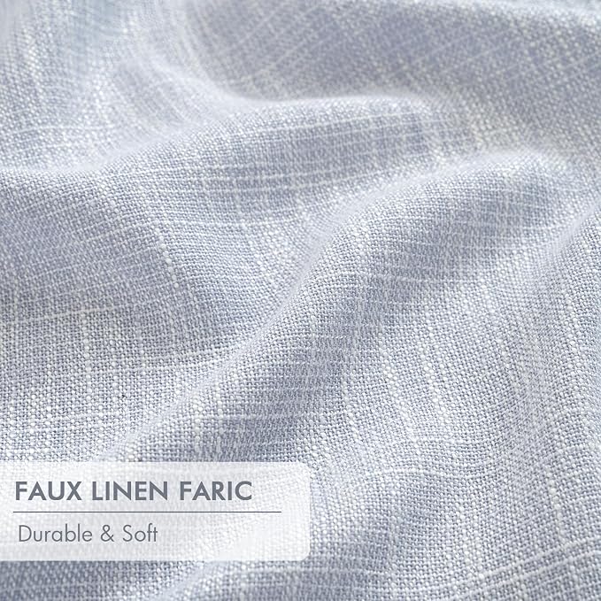MIULEE Chambray Blue Pinch Pleated 100% Blackout Curtains 40x84 Inches | Room - Image 6