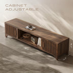 Mid Century Modern TV Stand for 70/75 Inches Television, TV Console with Fluted Doors and Storage, Entertainment Center for Living Room and Bedroom, Dark Brown