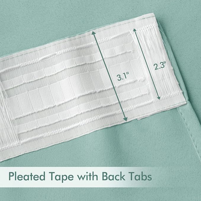 MIULEE Aqua Back Tab Blackout Curtains 52x84 Inch Length 2 Panels Set | Rod - Image 4