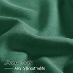 Dark Green Linen Curtains 84 Inch Length 2 Panels Set - Image 5