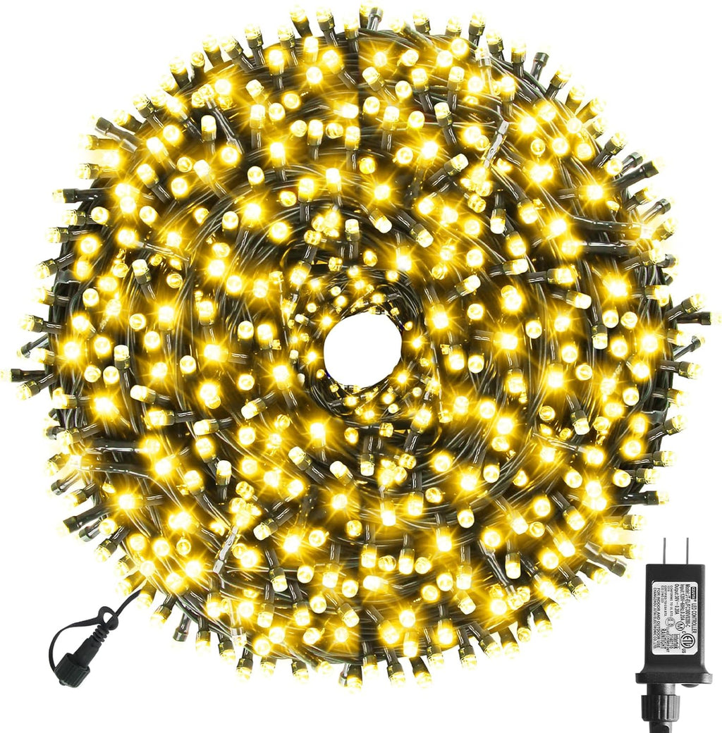 XTF2015 170FT 500 LED Christmas String Lights, Christmas Lights End to End Plug 8 Modes Memory Function with Timer, UL Certified Outdoor Indoor Fairy Light Christmas Tree, Patio, Party (Warm White)