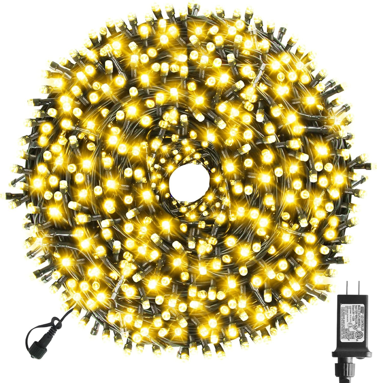 XTF2015 170FT 500 LED Christmas String Lights, Christmas Lights End to End Plug 8 Modes Memory Function with Timer, UL Certified Outdoor Indoor Fairy Light Christmas Tree, Patio, Party (Warm White)