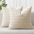 MIULEE Corduroy Decorative Throw Pillow Covers 18x18 Cream White Pack of 2 | by MIULEE