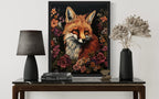 Fox and Flower Poster Art Print, Halloween Scary Vintage Wall Art Academia Spooky Painting Decoration for Horror Prints, Gothic Posters Bedroom Decor 89 (Fox and Flower, 16 x 20 inches, Black Frame)