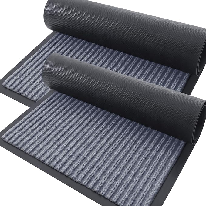 OLANLY 2-Pack Front Door Mats 71x23, Waterproof Heavy-Duty Doormats | Ash Grey by OLANLY