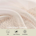 Cream Sheer Curtains 63 Inch Length 2 Panels Set - Image 3