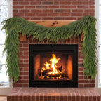 9FT Christmas Norfolk Pine Garland -2PCS, Artificial Pine Needles Garlands Faux Greenery Fake Garland for Holiday Fireplace,Table,Window,Stairs,Mante,Indoor Outdoor Decor