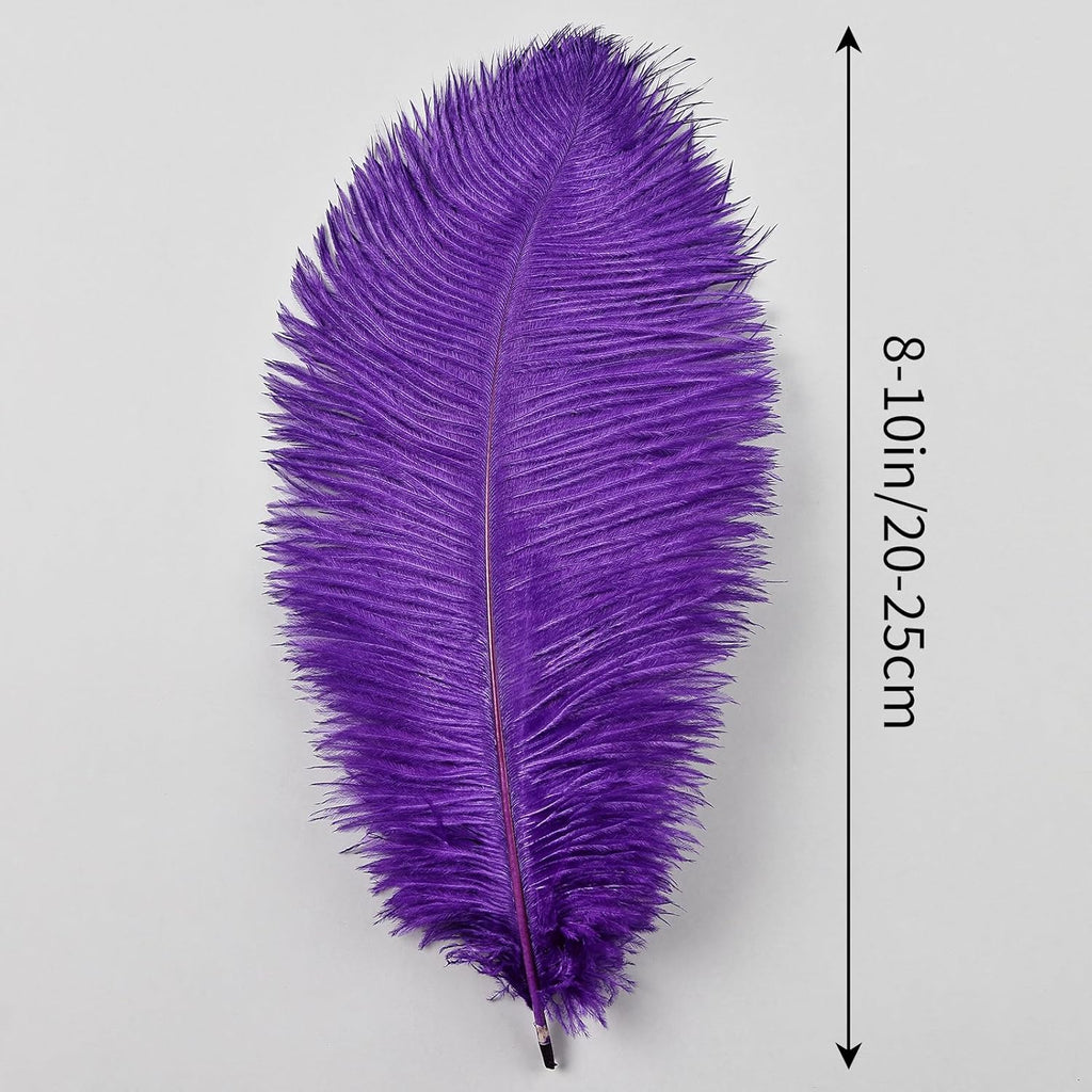 THARAHT Purple Ostrich Feathers 24pcs Natural Bulk 8-10Inch 20cm-25cm for Crafts Wedding Party Centerpieces Halloween and Home Decoration Feather
