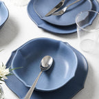 Stone Lain Baskerville 32-Piece Dinnerware Set Stoneware, Borosilicate Glass, Blue