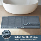 RESARE Waffle Bath Mat for Bathroom, Non Slip Bathroom Rugs 18"x30" Blue | - Image 5