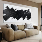 Abstract Wall Art Decor Modern Large Wall Art For Living Room Black Minimalist Wall Art Canvas Prints Black Abstract Art Wall Decorations Artwork for Walls Art Work For Home Office Wall Decor 24" X 48"