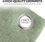 Yakamok 90 Inch Light Sage Green Linen Texture Curtains - Image 4